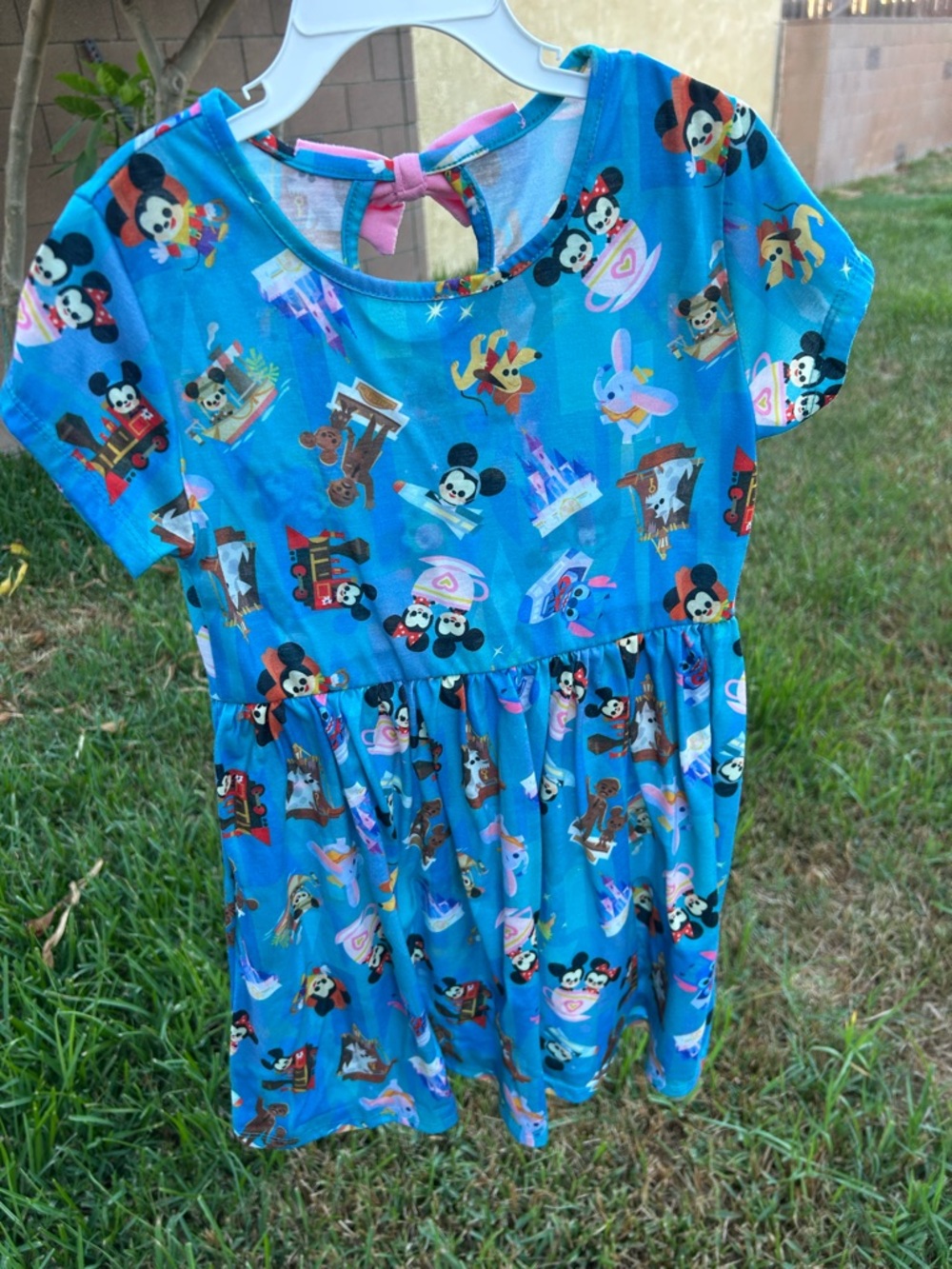 Disney parks print Blue Short Sleeve Character Print Dress